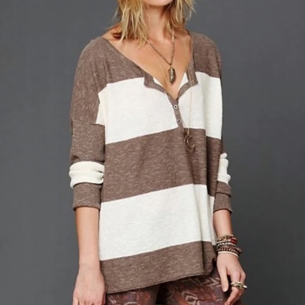 Free People Beach Long Sleeve Stripped Shirt - Picture 6 of 6